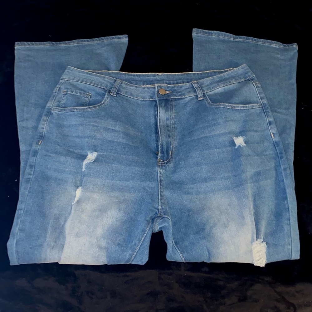 bootcut ripped jeans